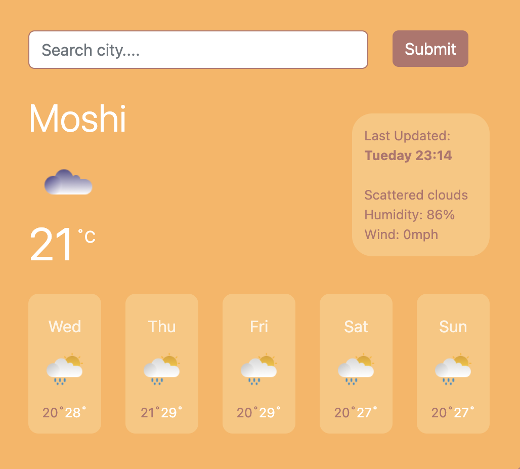 Screenshot of Weather-app